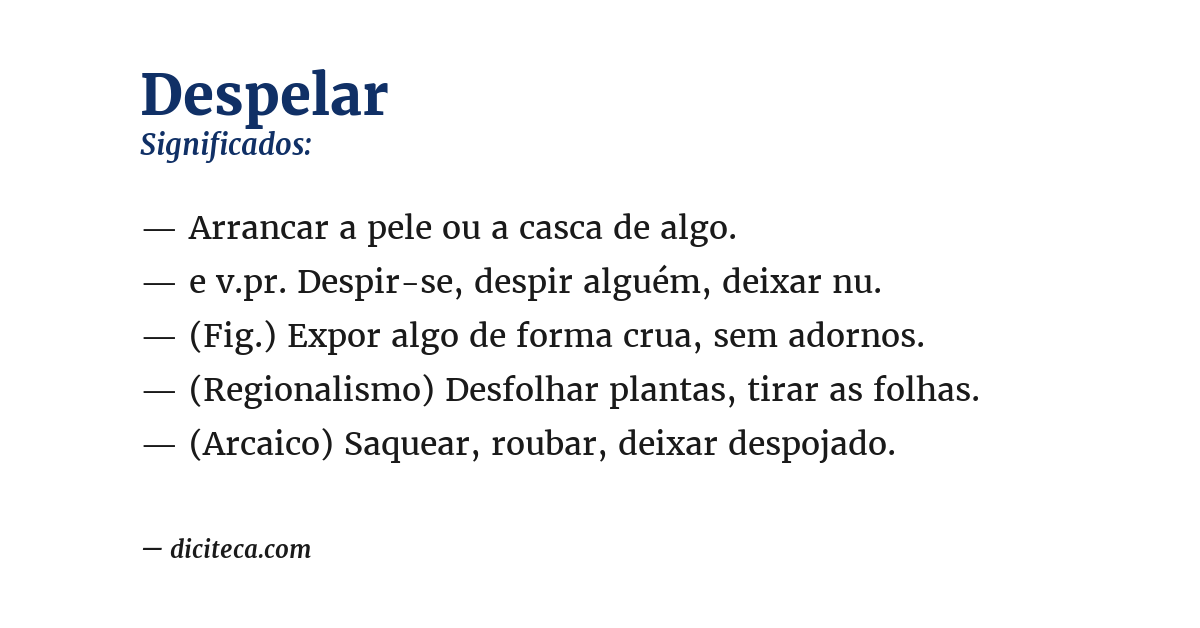 Significado de despelar