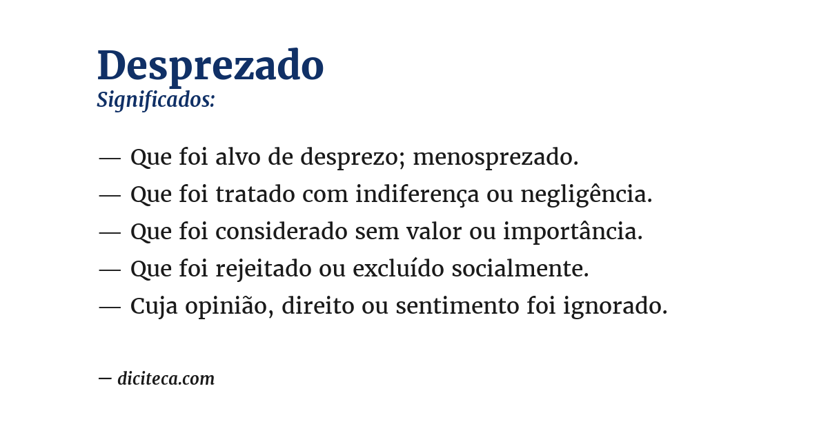 Significado de desprezado