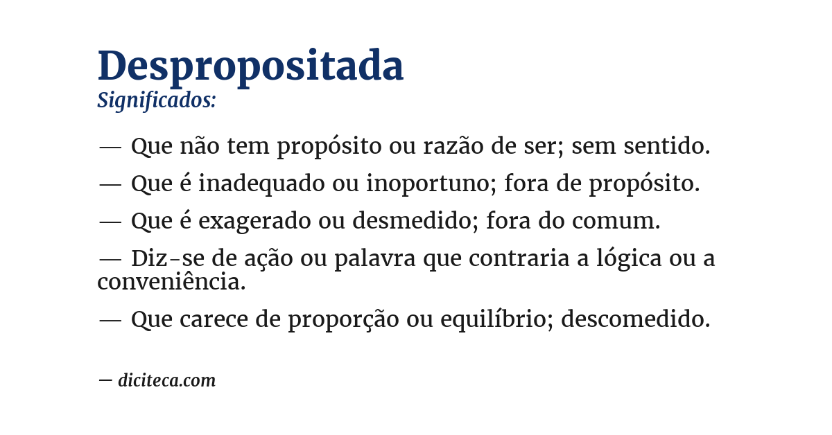 Significado de despropositada
