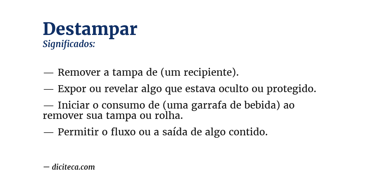 Significado de destampar
