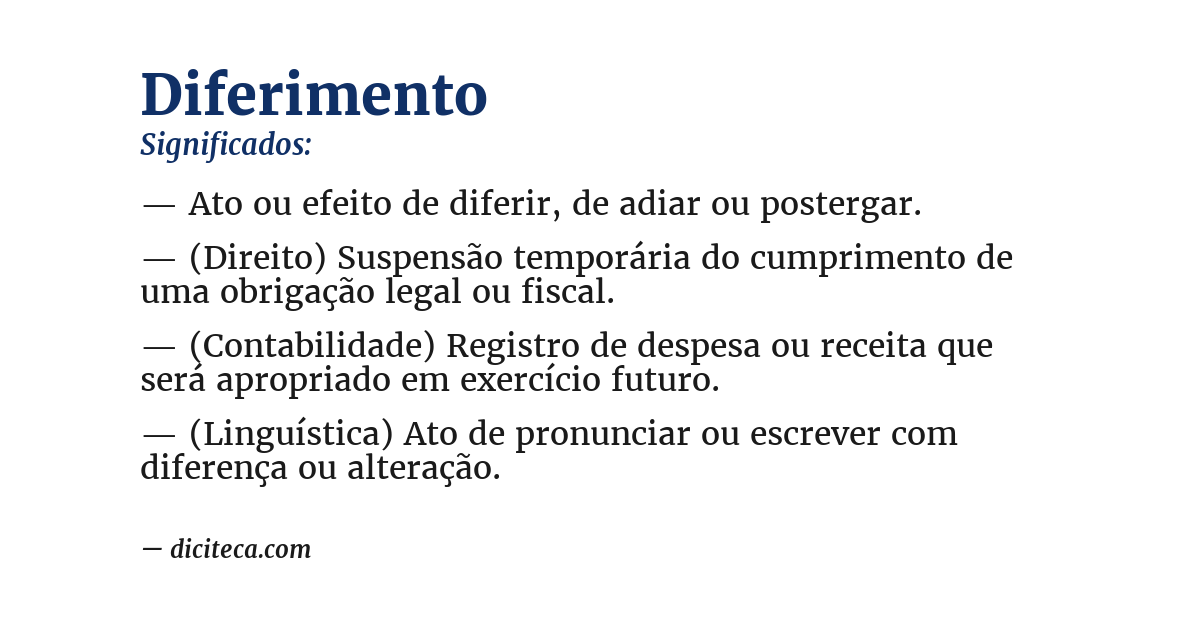 Significado de diferimento