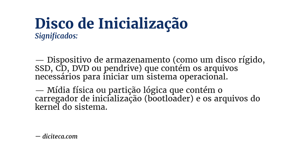 Significado de disco de inicialização