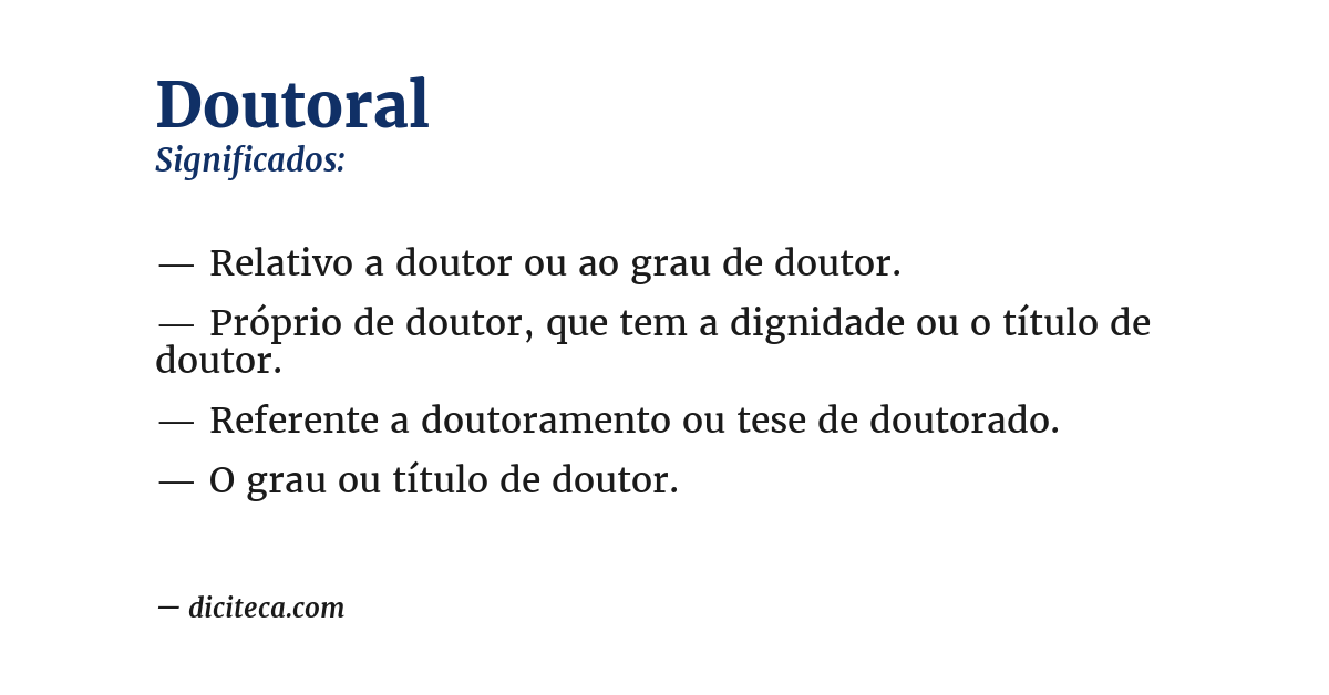 Significado de doutoral