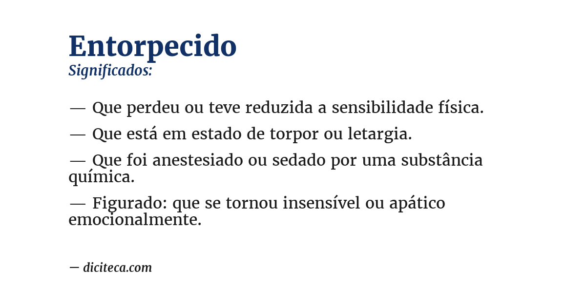 Significado de entorpecido