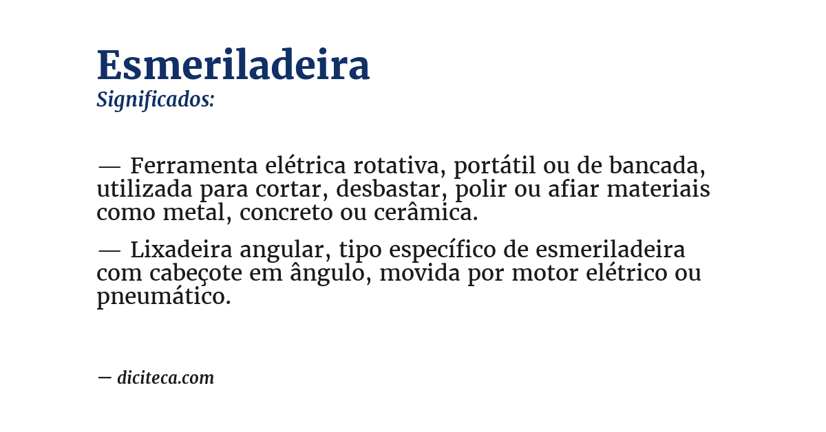 Significado de esmeriladeira