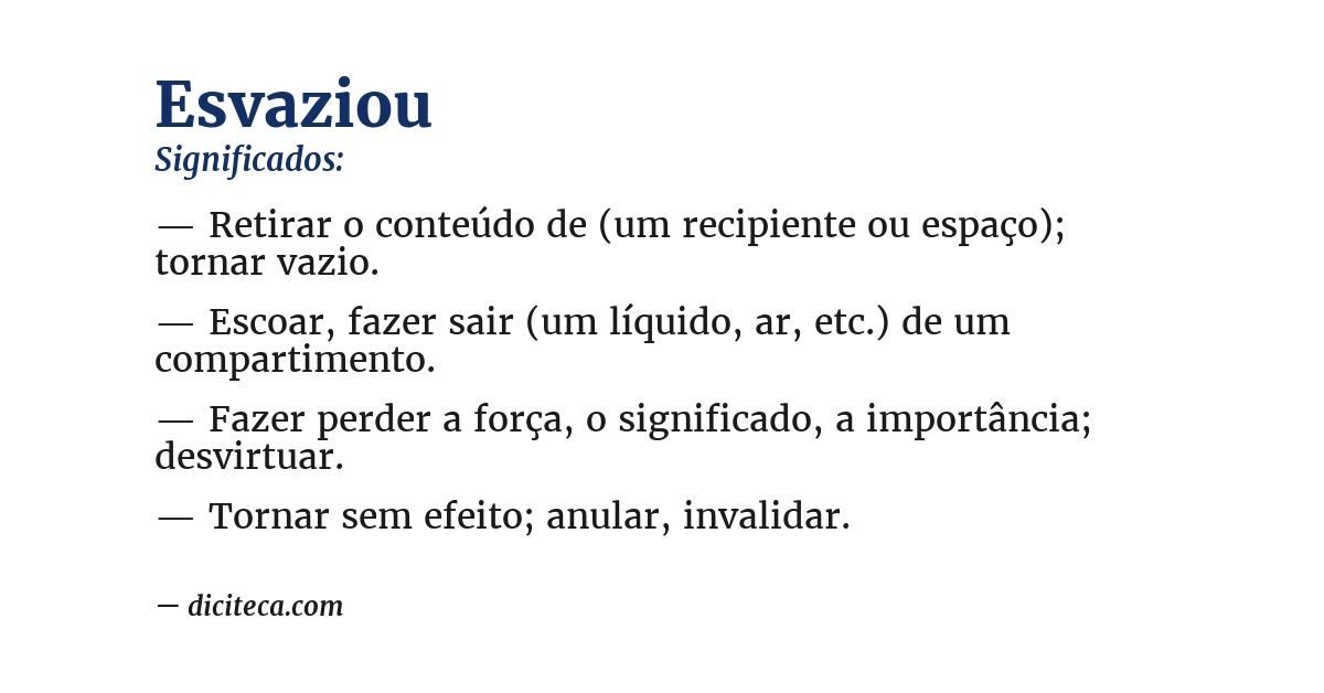 Significado de esvaziou