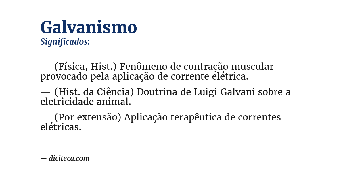Significado de galvanismo