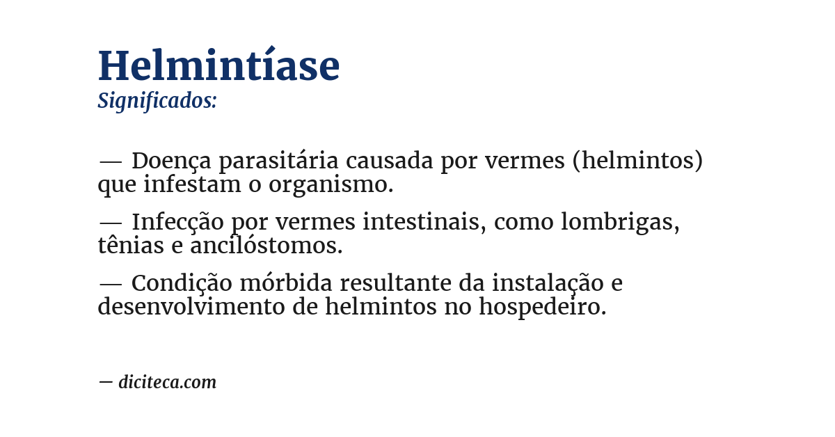 Significado de helmintíase