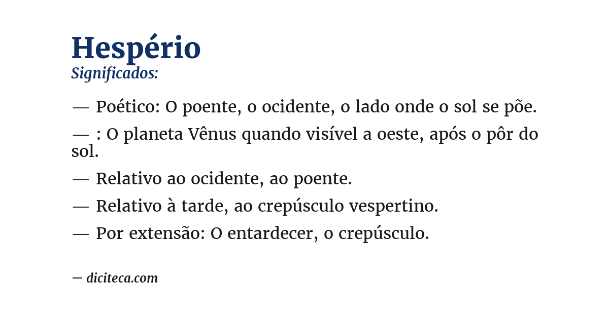 Significado de hespério
