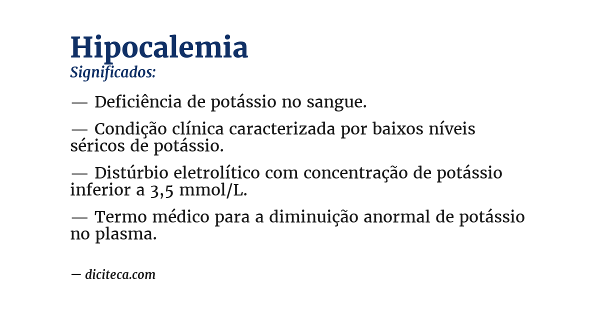 Significado de hipocalemia