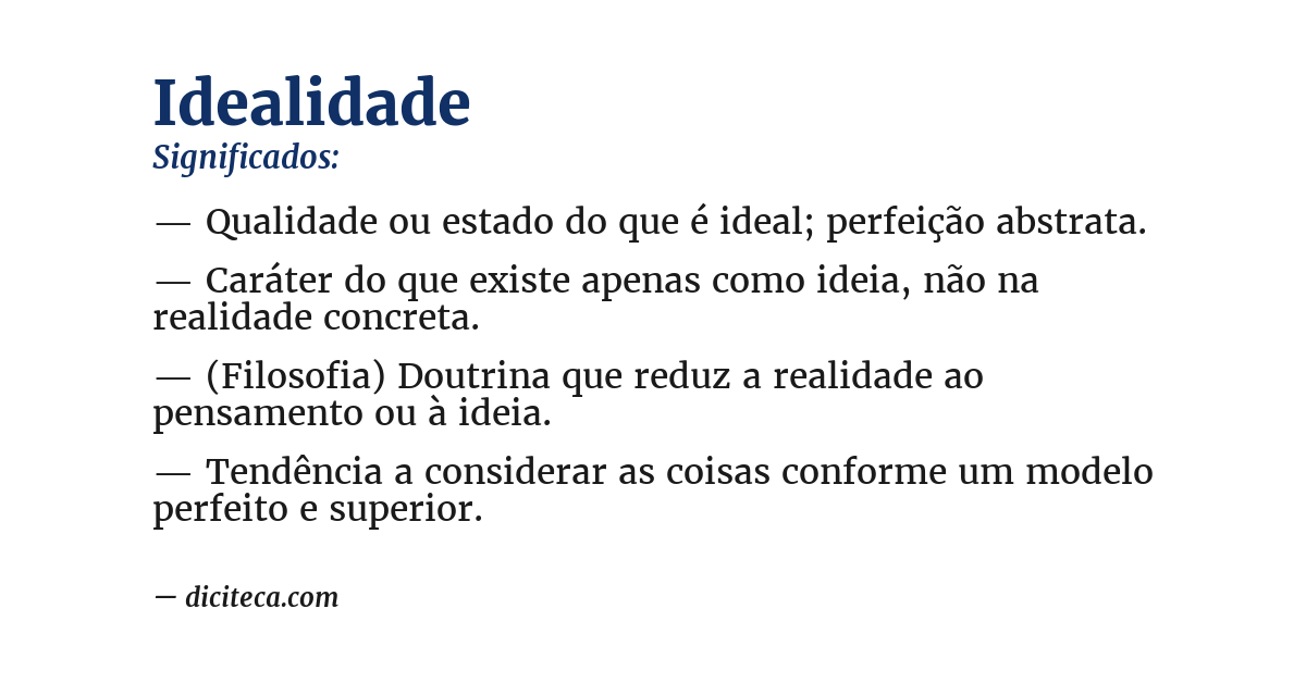 Significado de idealidade