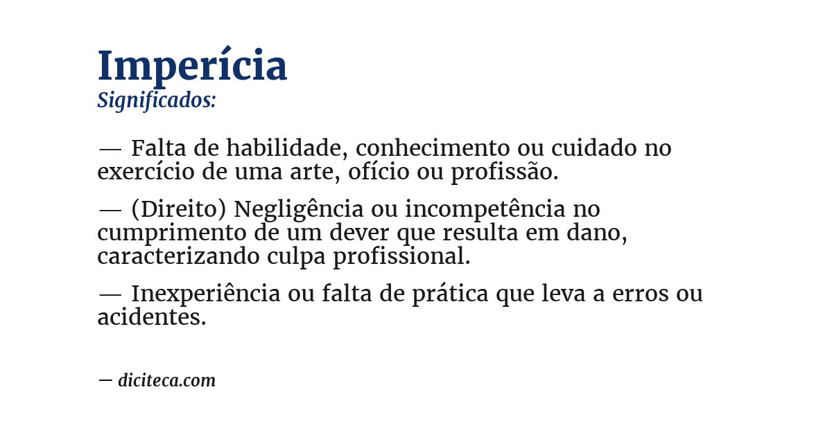 Significado de imperícia