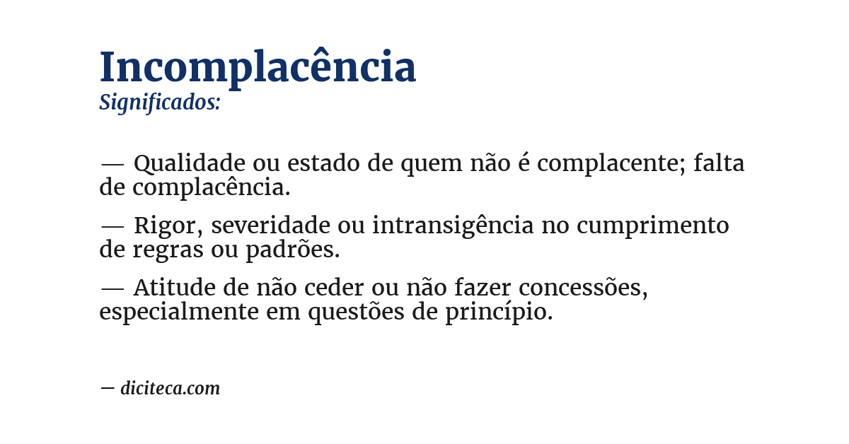 Significado de incomplacência