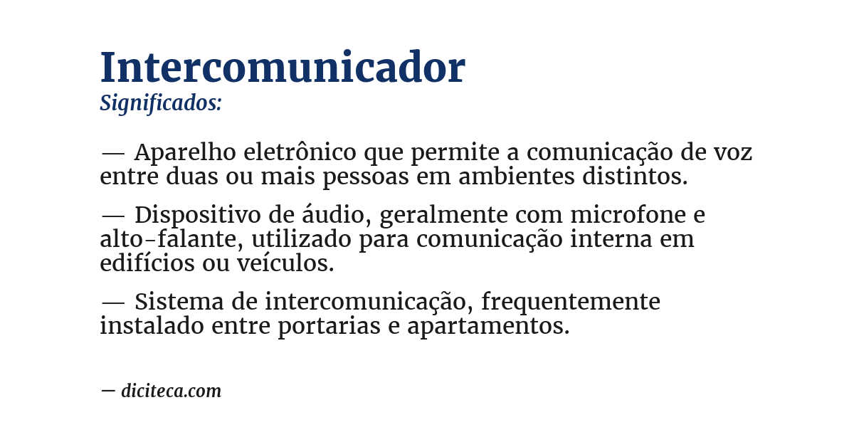 Significado de intercomunicador