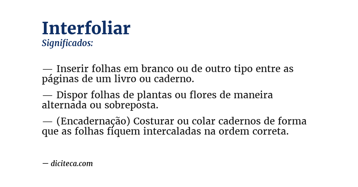 Significado de interfoliar