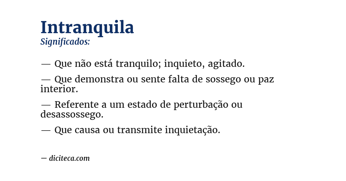 Significado de intranquila