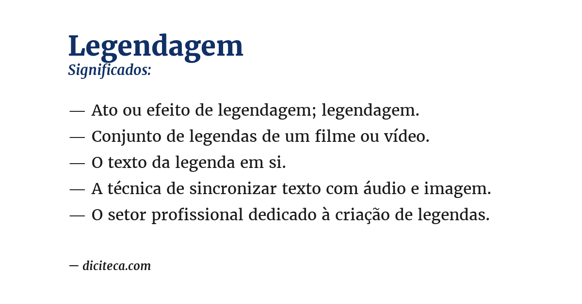 Significado de legendagem