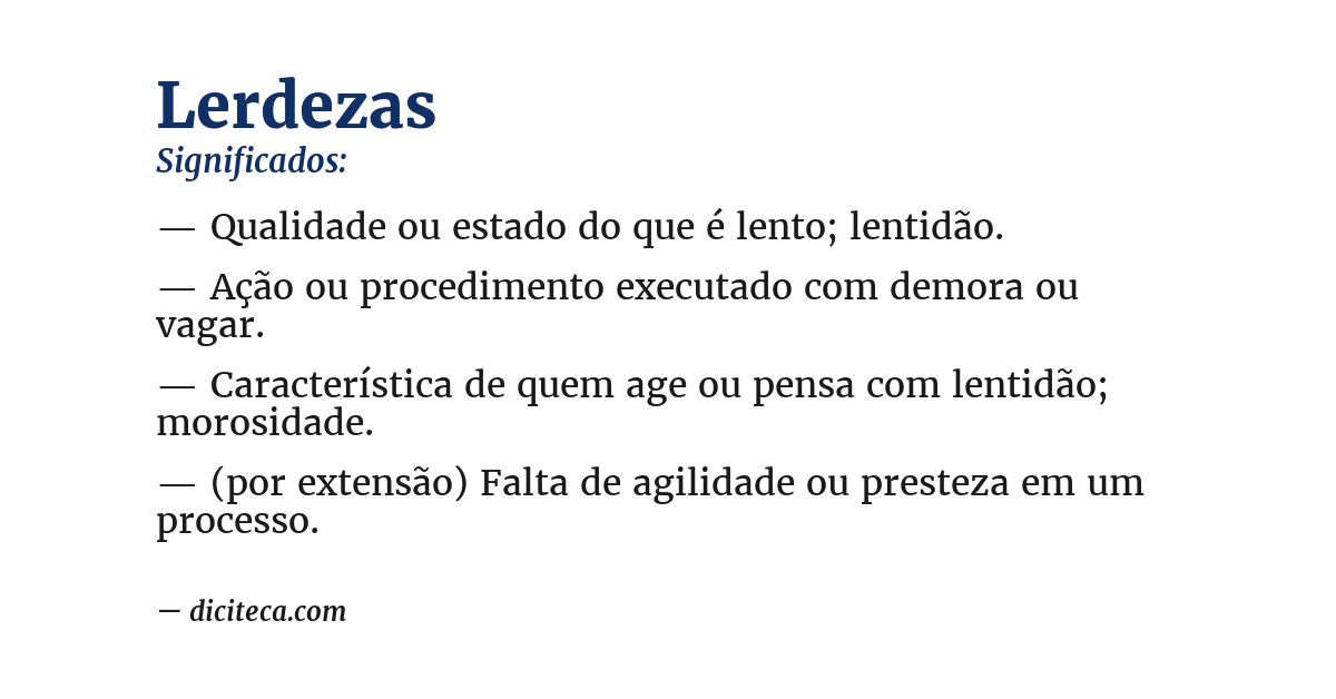 Significado de lerdezas