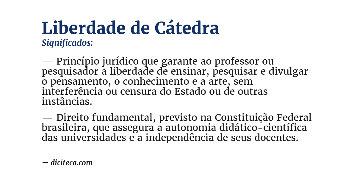 Significado de liberdade de cátedra