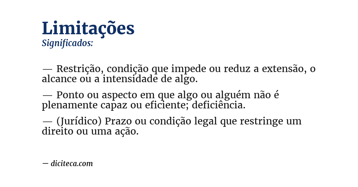 Significado de limitações
