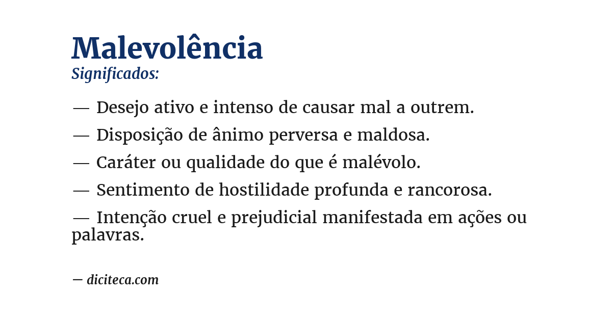Significado de malevolência