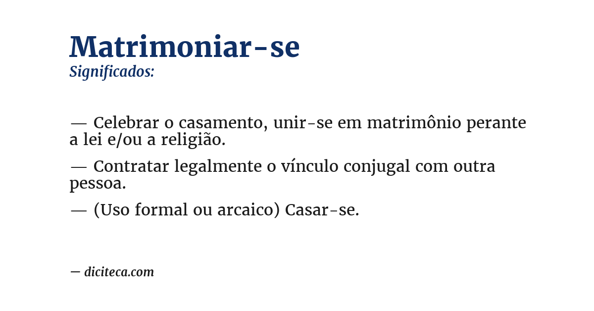 Significado de matrimoniar-se