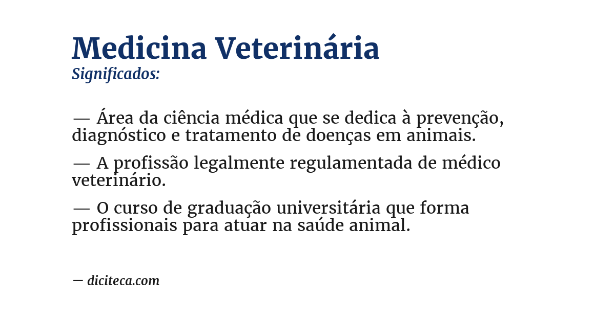 Significado de medicina veterinária