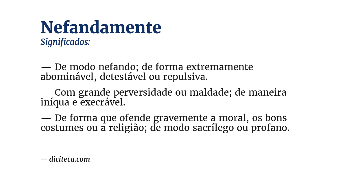 Significado de nefandamente
