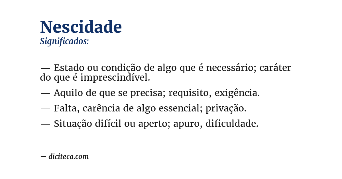 Significado de nescidade