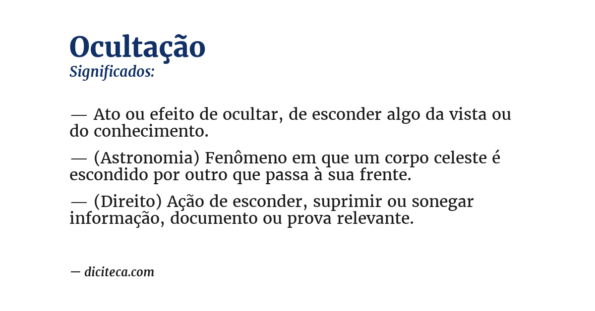 Significado de ocultação