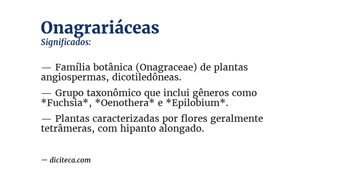 Significado de onagrariáceas