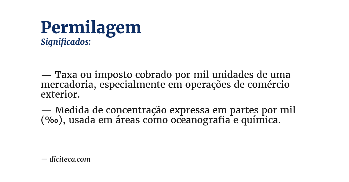 Significado de permilagem