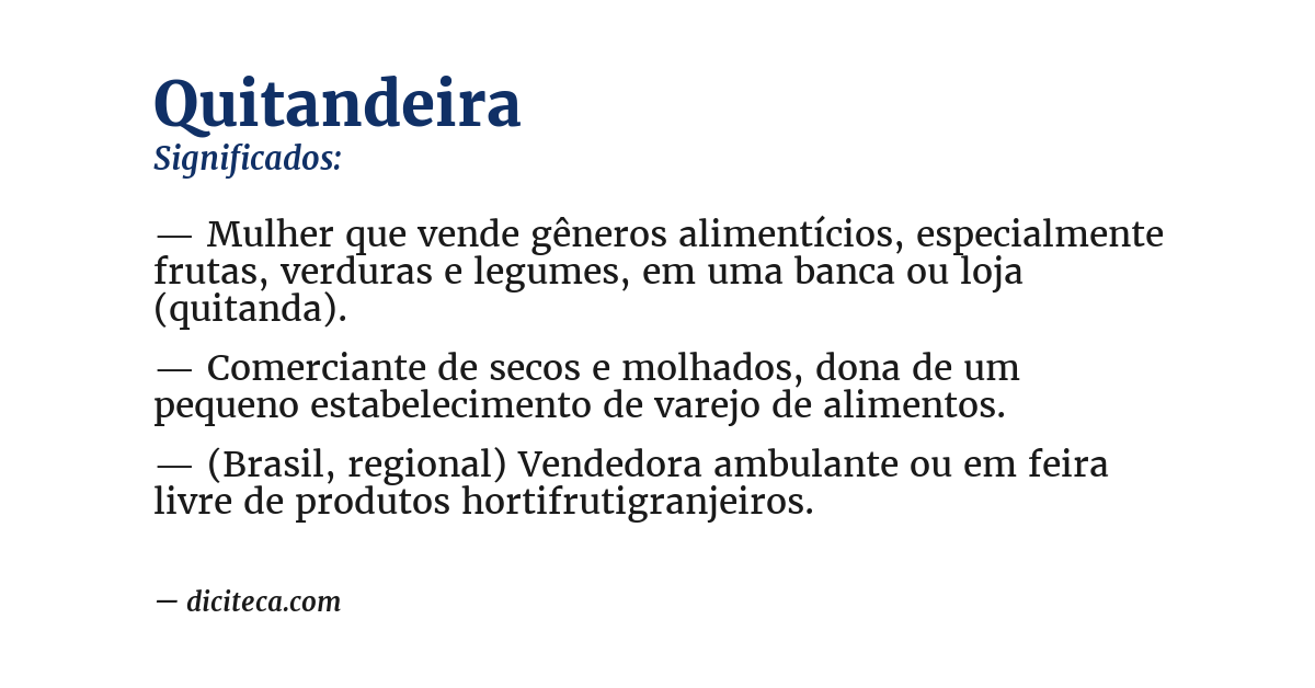 Significado de quitandeira