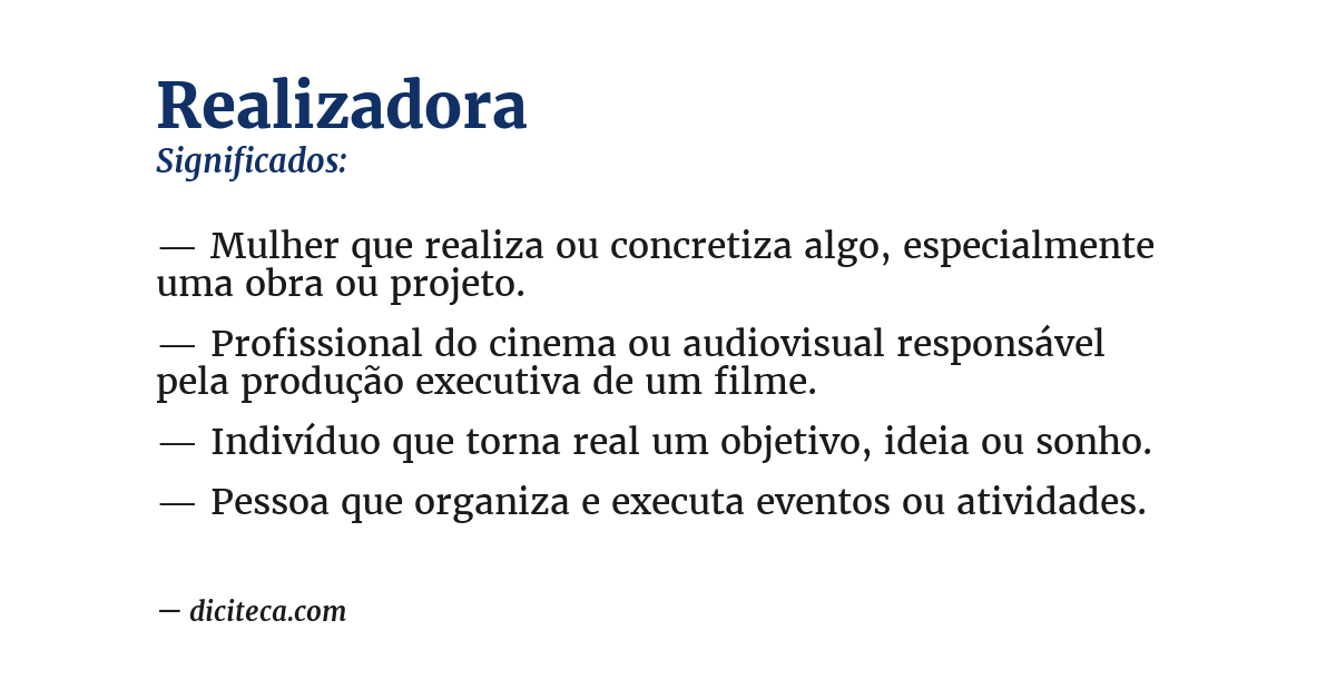 Significado de realizadora