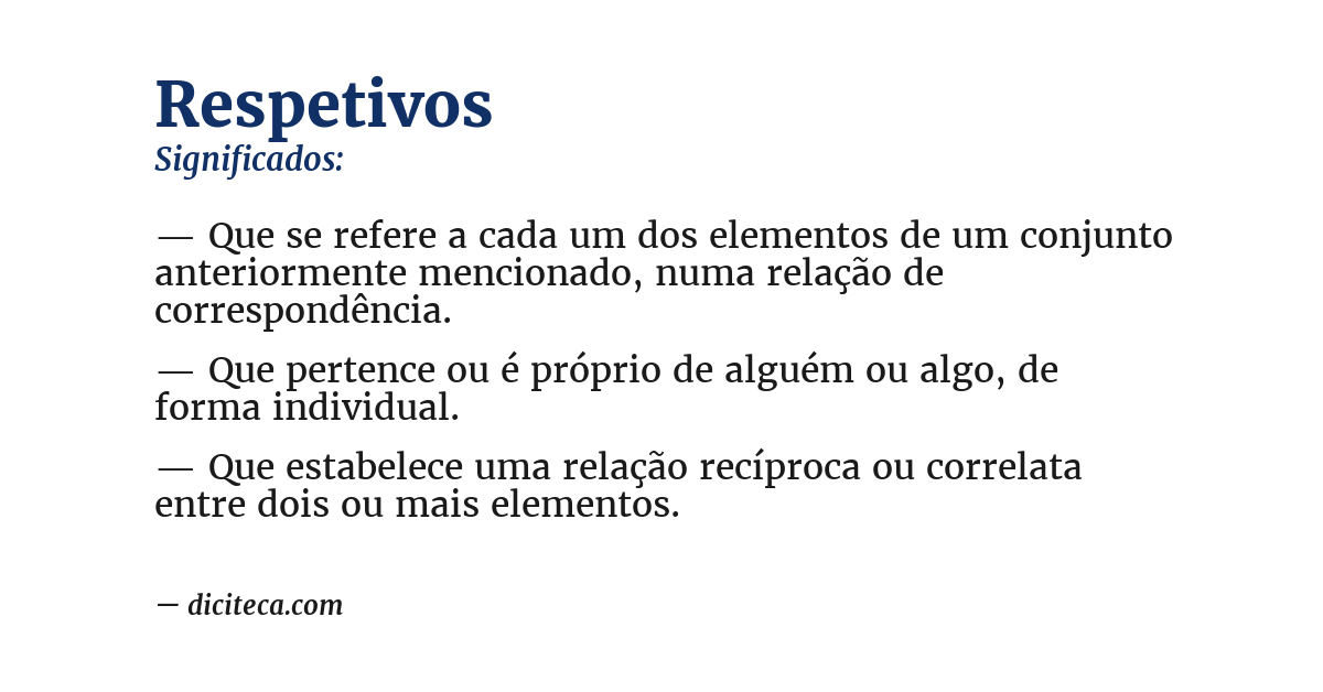 Significado de respetivos