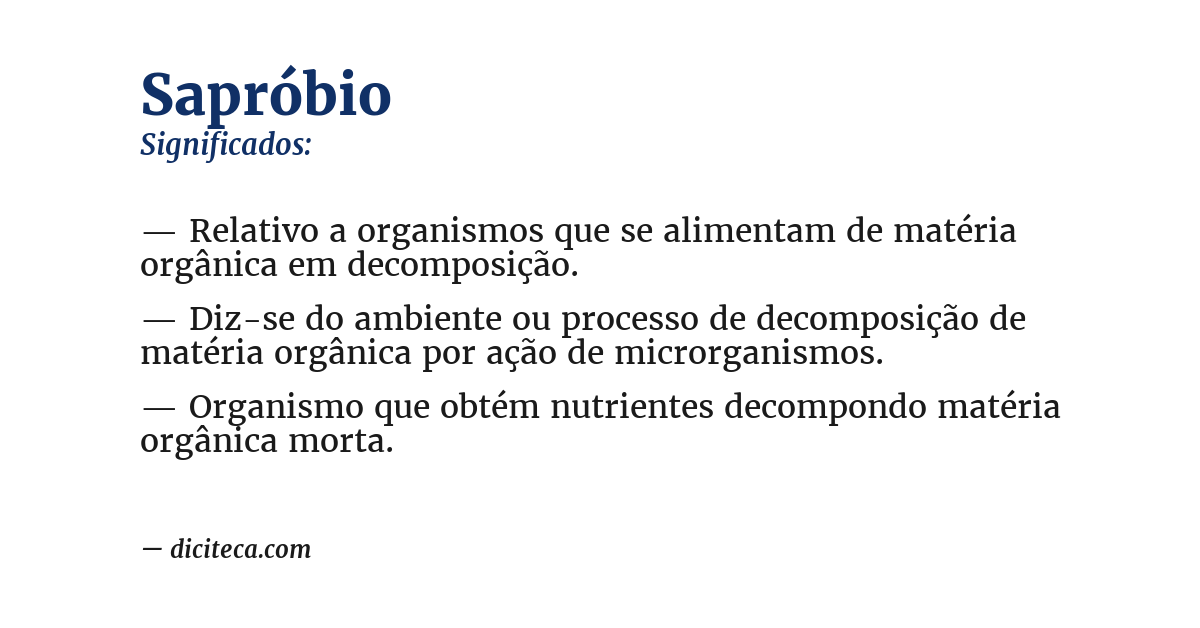 Significado de sapróbio