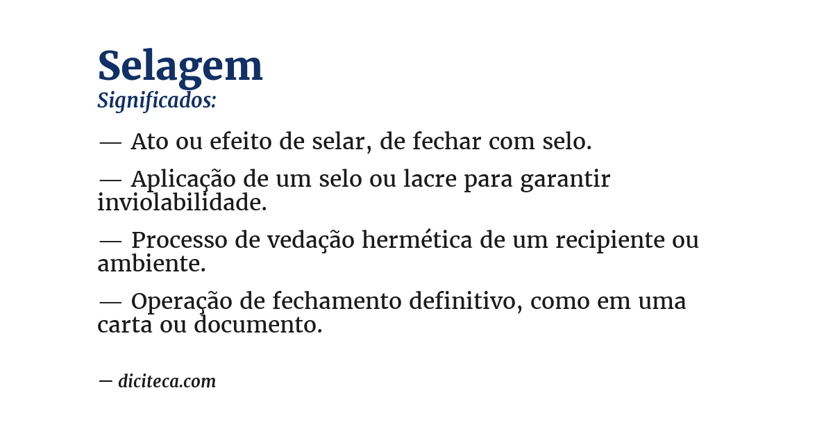 Significado de selagem