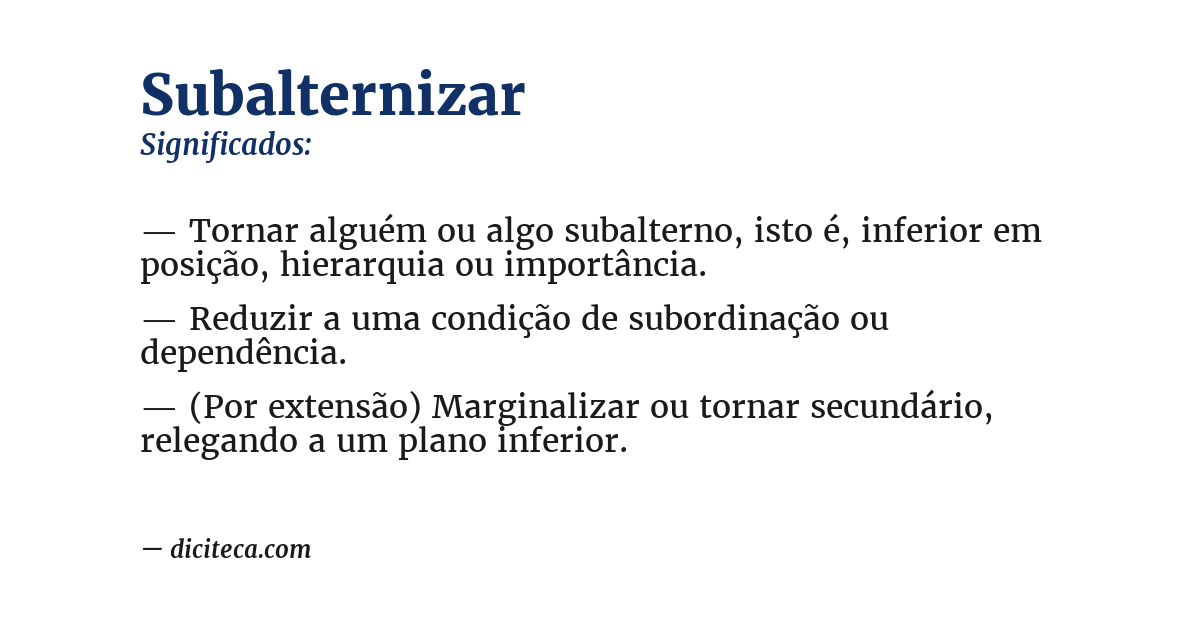 Significado de subalternizar