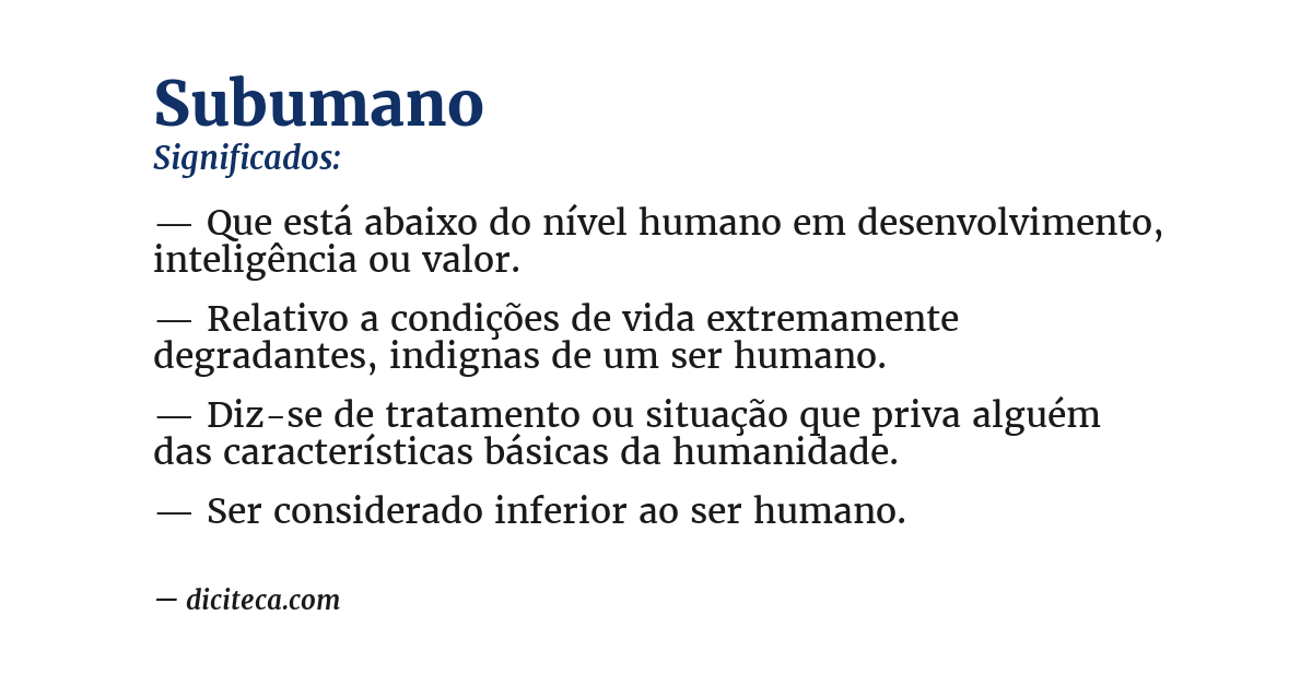 Significado de subumano