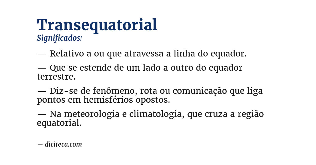 Significado de transequatorial