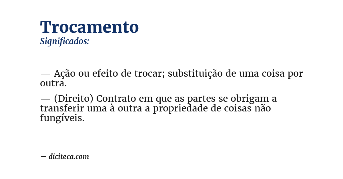 Significado de trocamento