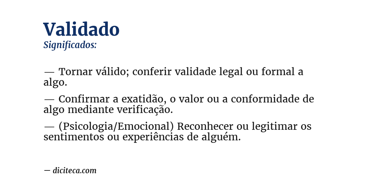 Significado de validado