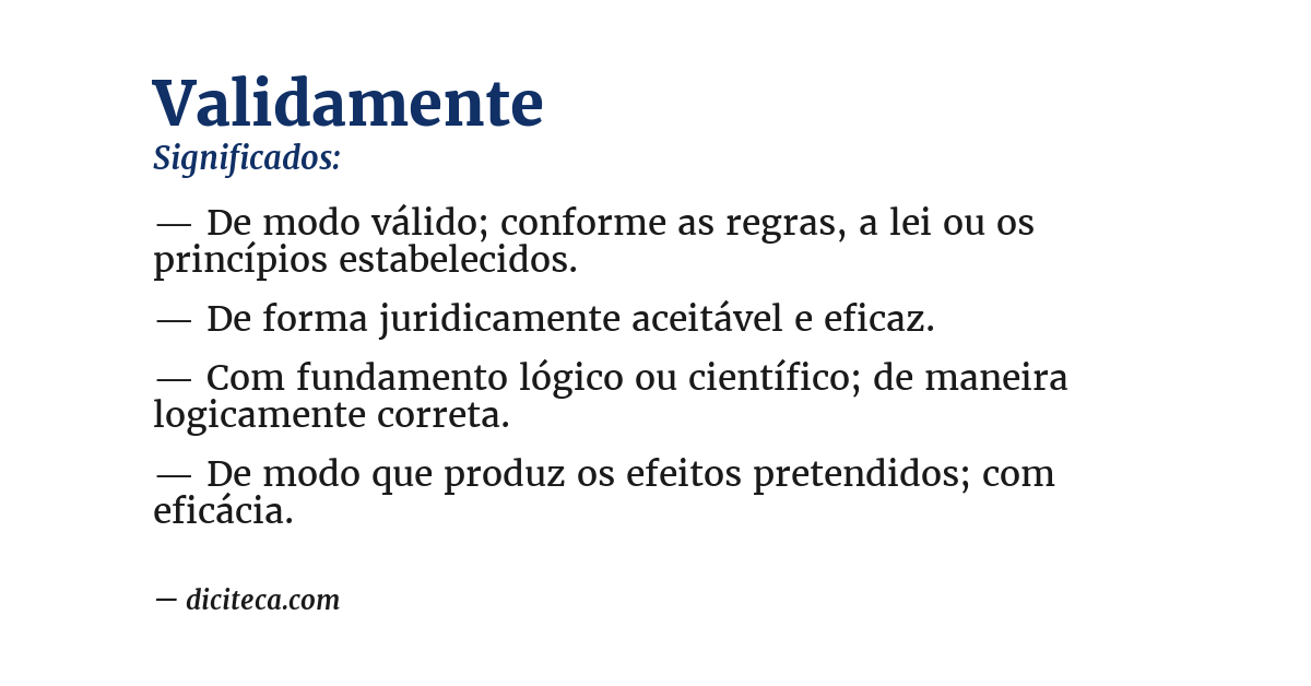 Significado de validamente