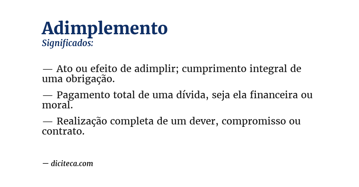 Significado de adimplemento