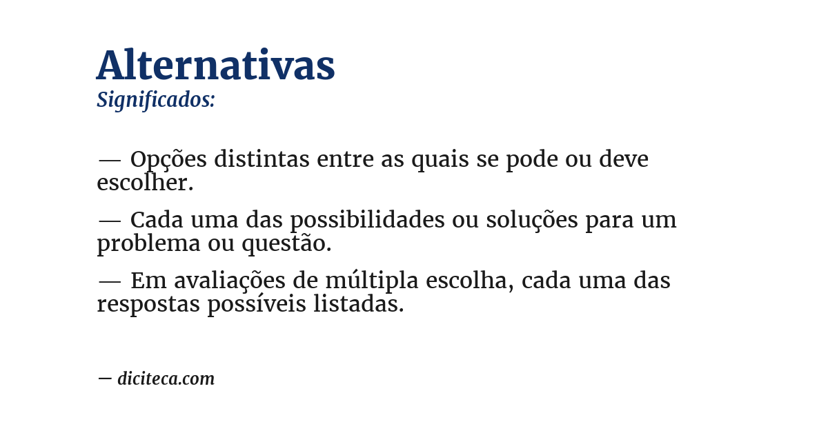 Significado de alternativas