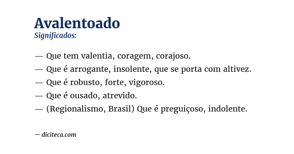 Significado de avalentoado