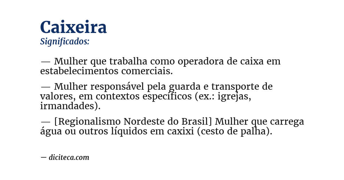 Significado de caixeira