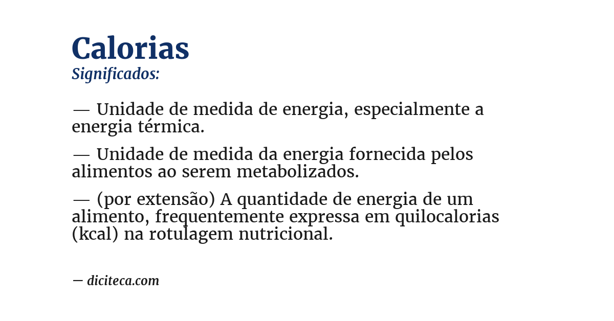 Significado de calorias