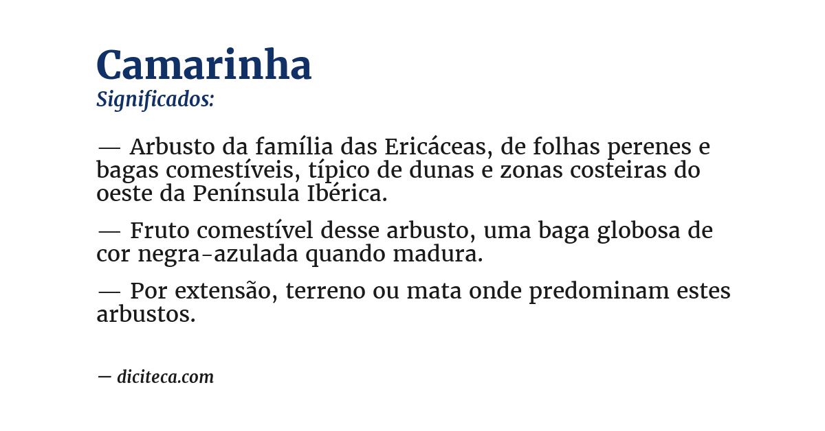 Significado de camarinha