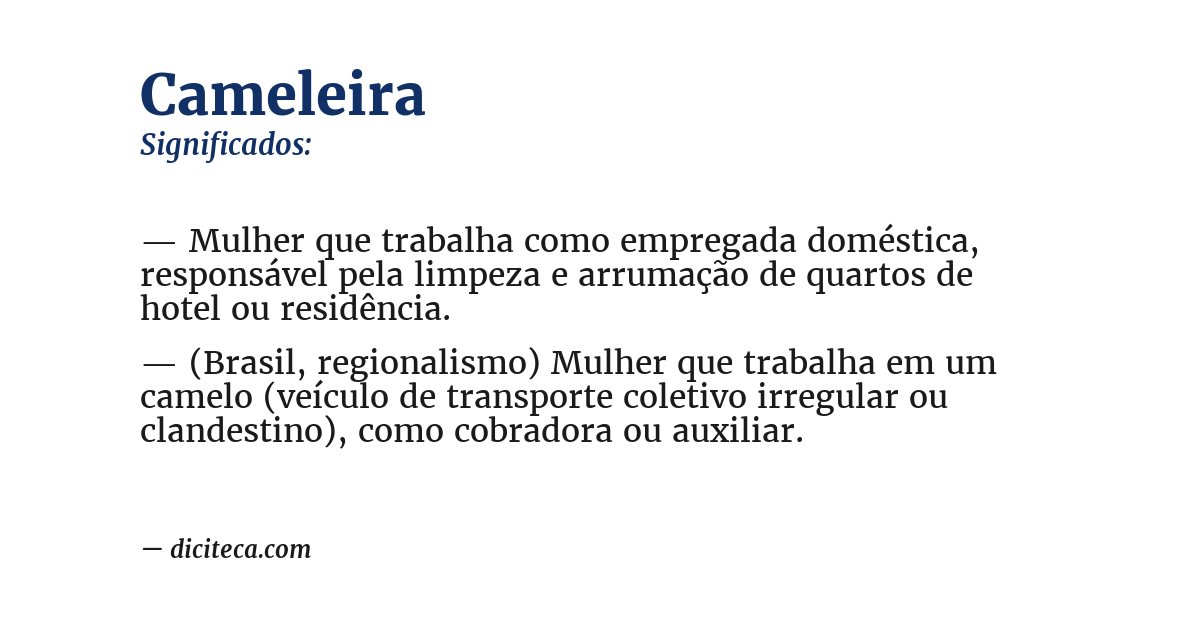 Significado de cameleira